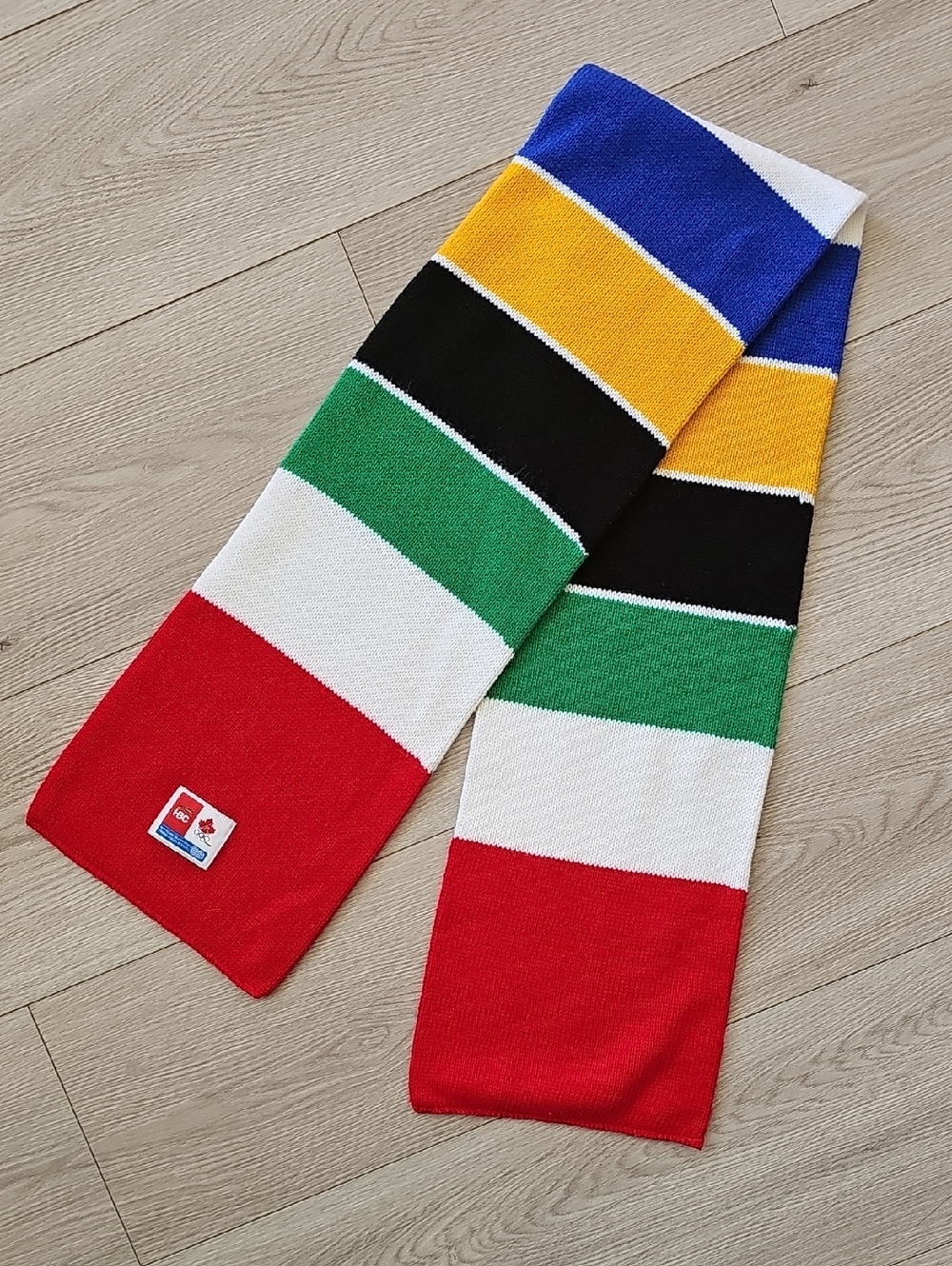 Team Canada Winter Olympic Scarf HBC Multi Color Stripe‎ Knit